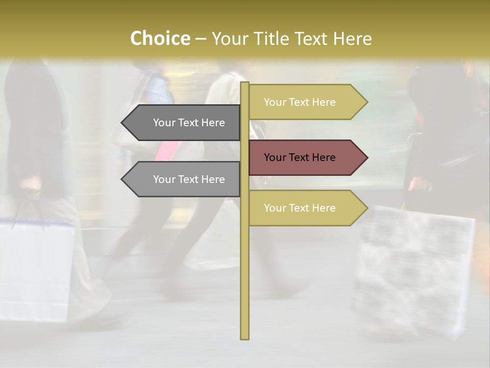 A Group Of People Walking Down A Street Carrying Shopping Bags PowerPoint Template