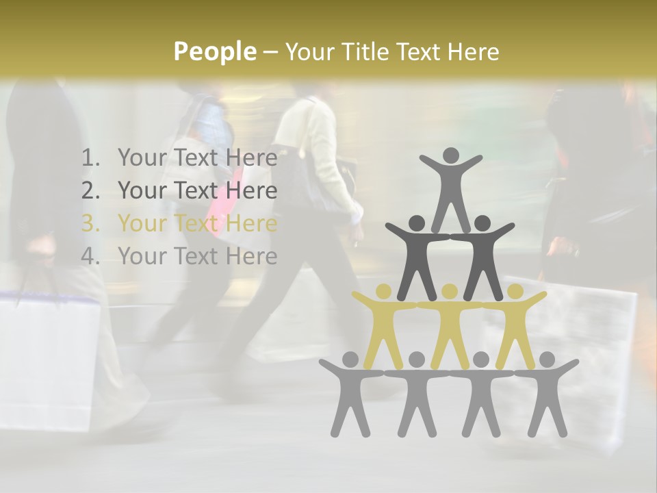 A Group Of People Walking Down A Street Carrying Shopping Bags PowerPoint Template