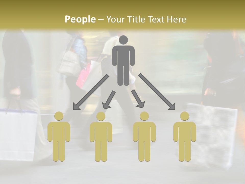 A Group Of People Walking Down A Street Carrying Shopping Bags PowerPoint Template