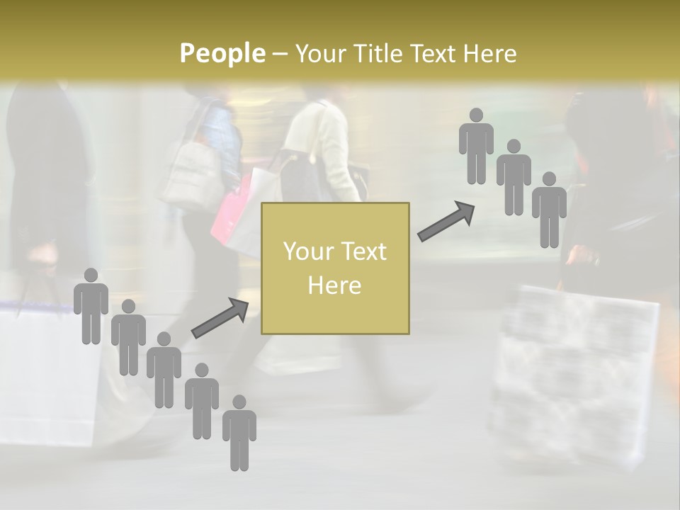 A Group Of People Walking Down A Street Carrying Shopping Bags PowerPoint Template