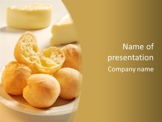 A Plate Of Bread And Butter On A Table PowerPoint Template