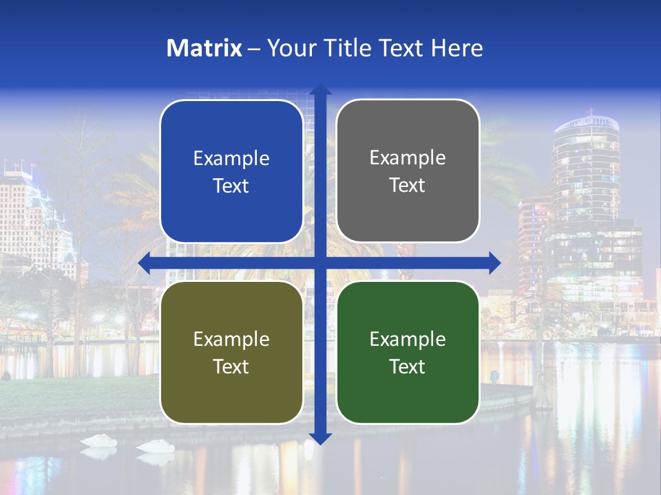 A City Skyline With Palm Trees In The Foreground PowerPoint Template