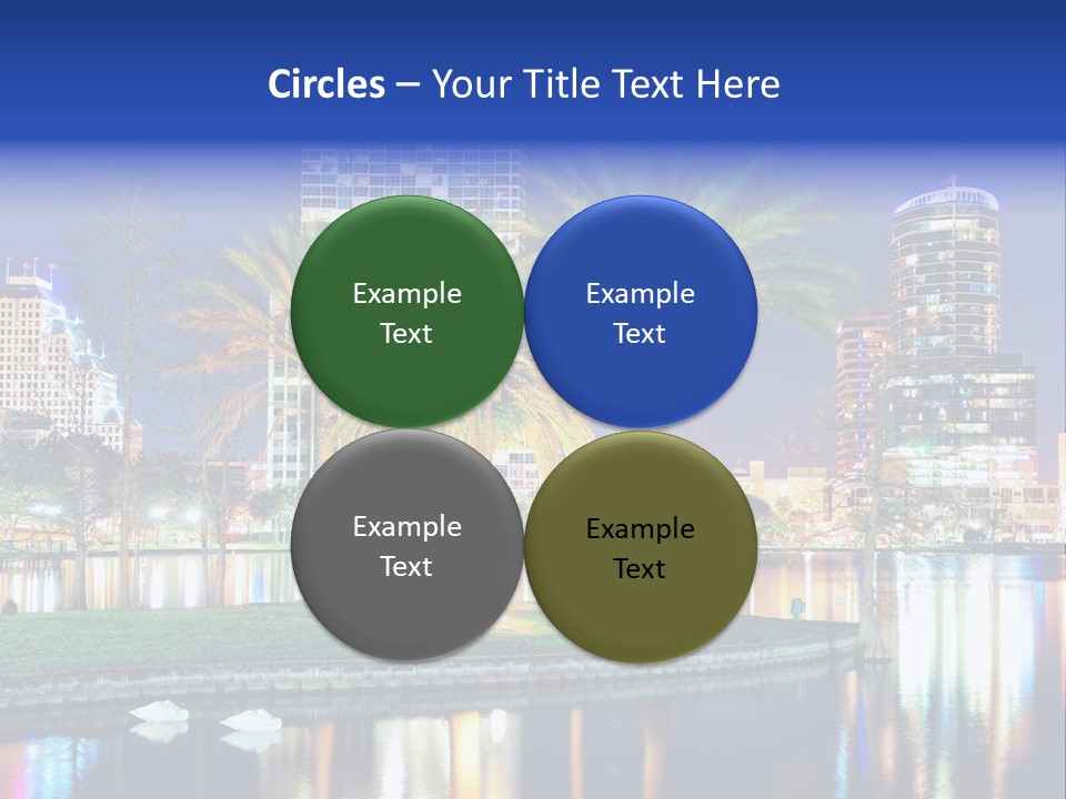 A City Skyline With Palm Trees In The Foreground PowerPoint Template