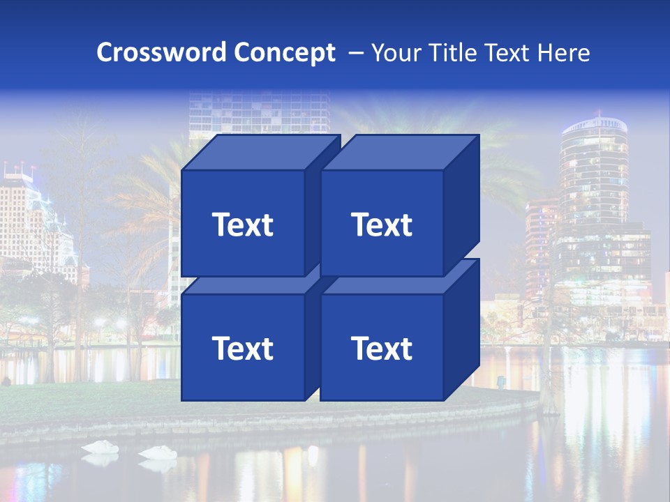 A City Skyline With Palm Trees In The Foreground PowerPoint Template
