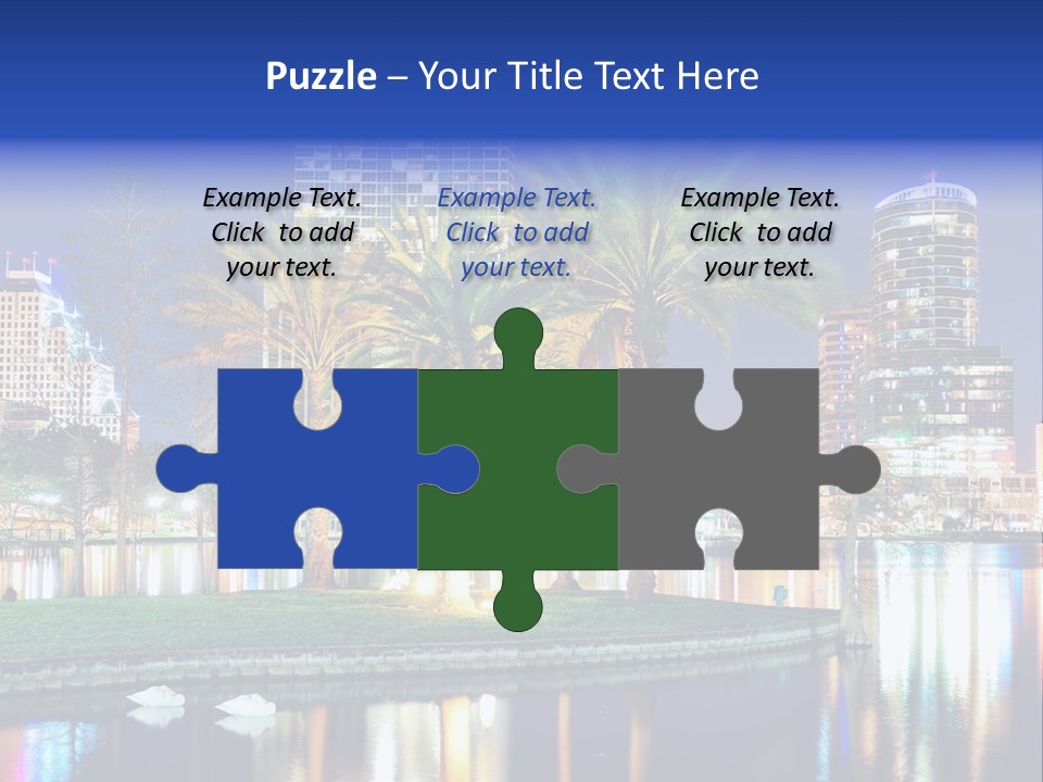 A City Skyline With Palm Trees In The Foreground PowerPoint Template