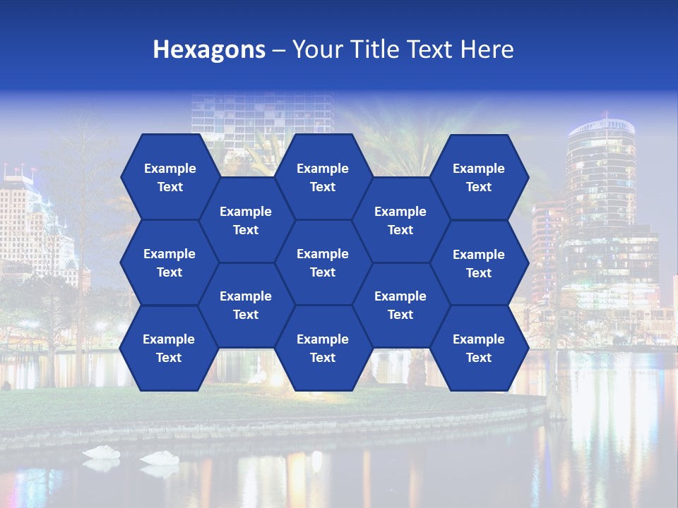 A City Skyline With Palm Trees In The Foreground PowerPoint Template