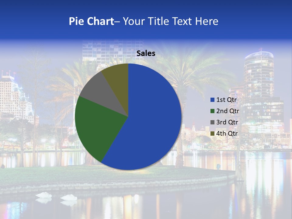 A City Skyline With Palm Trees In The Foreground PowerPoint Template