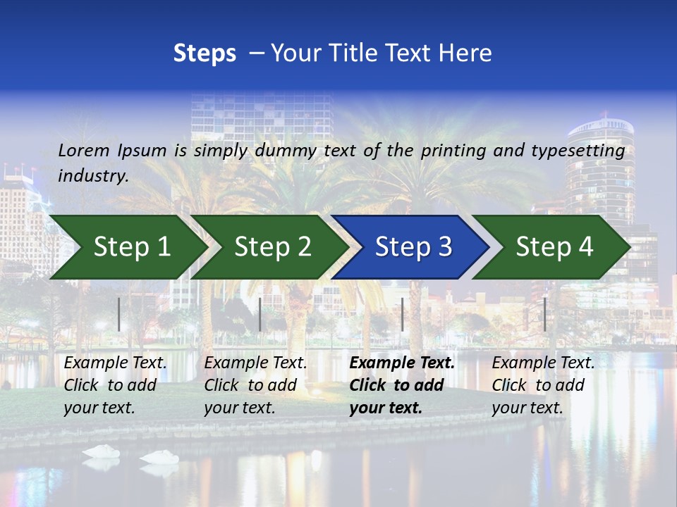 A City Skyline With Palm Trees In The Foreground PowerPoint Template