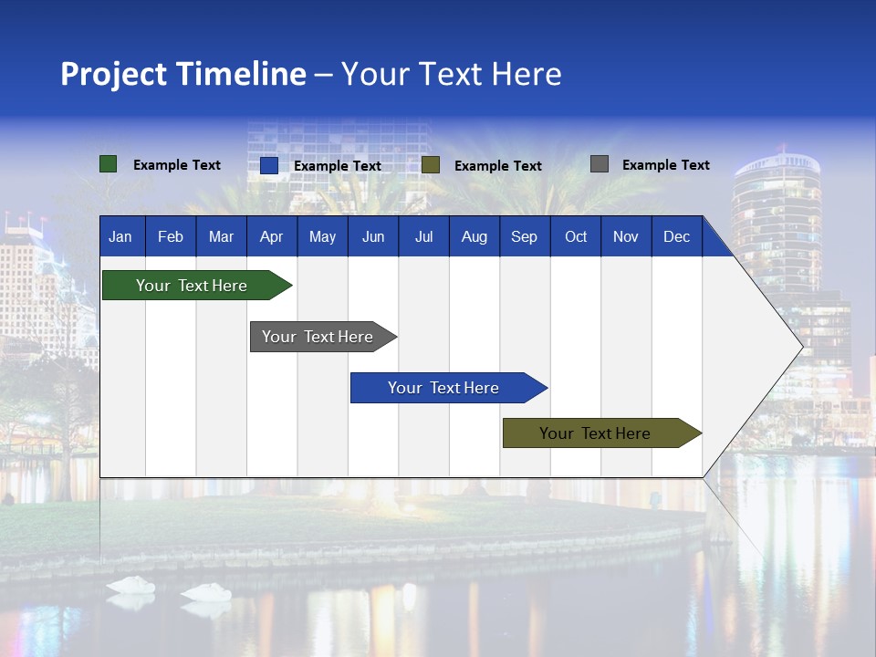 A City Skyline With Palm Trees In The Foreground PowerPoint Template