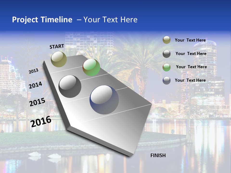 A City Skyline With Palm Trees In The Foreground PowerPoint Template