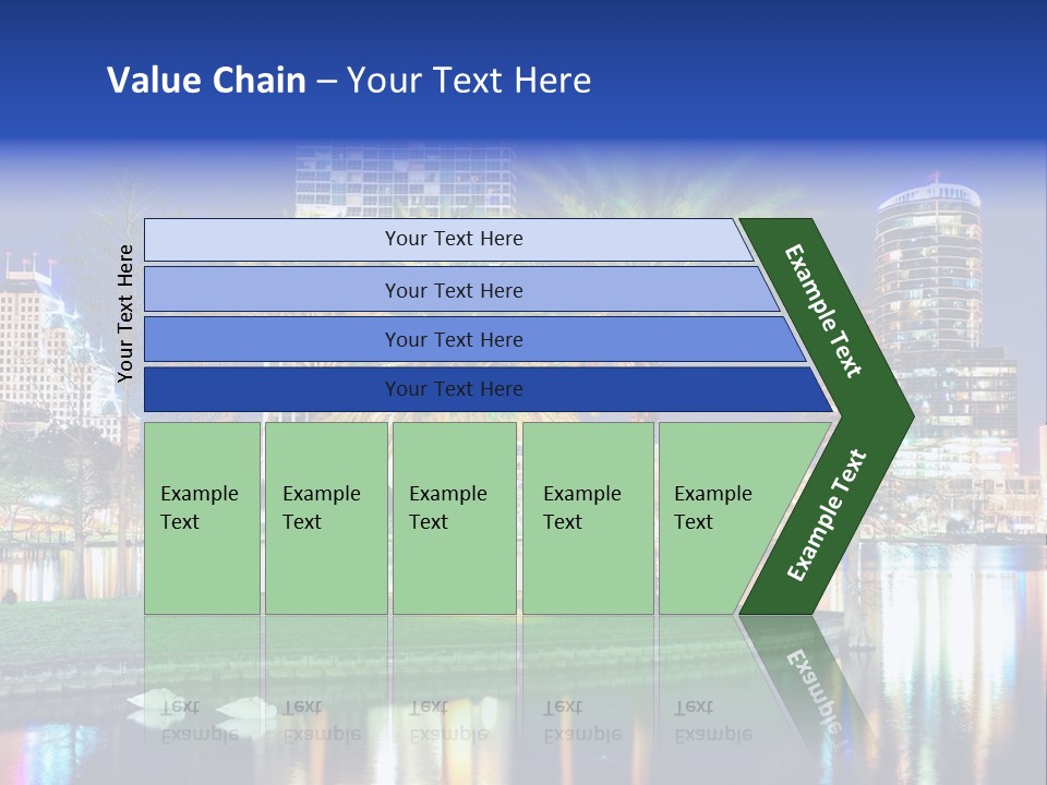 A City Skyline With Palm Trees In The Foreground PowerPoint Template