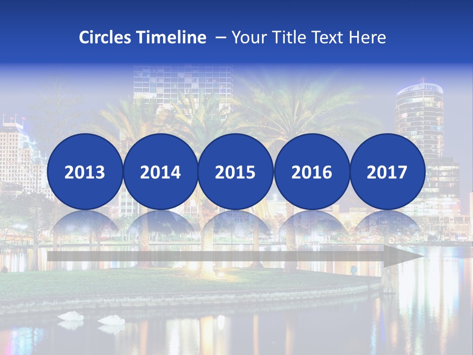 A City Skyline With Palm Trees In The Foreground PowerPoint Template