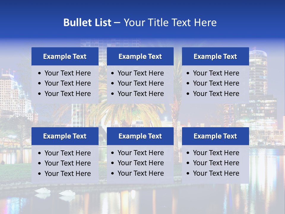 A City Skyline With Palm Trees In The Foreground PowerPoint Template