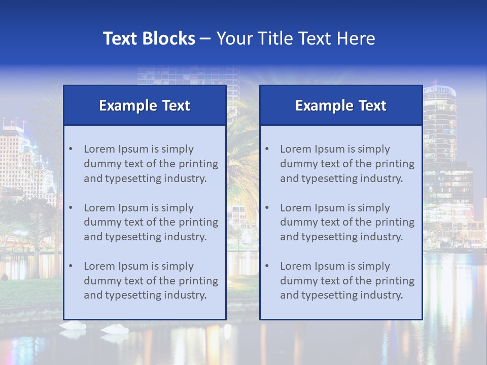 A City Skyline With Palm Trees In The Foreground PowerPoint Template