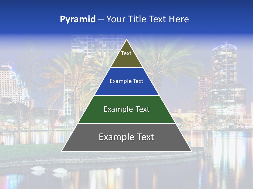 A City Skyline With Palm Trees In The Foreground PowerPoint Template