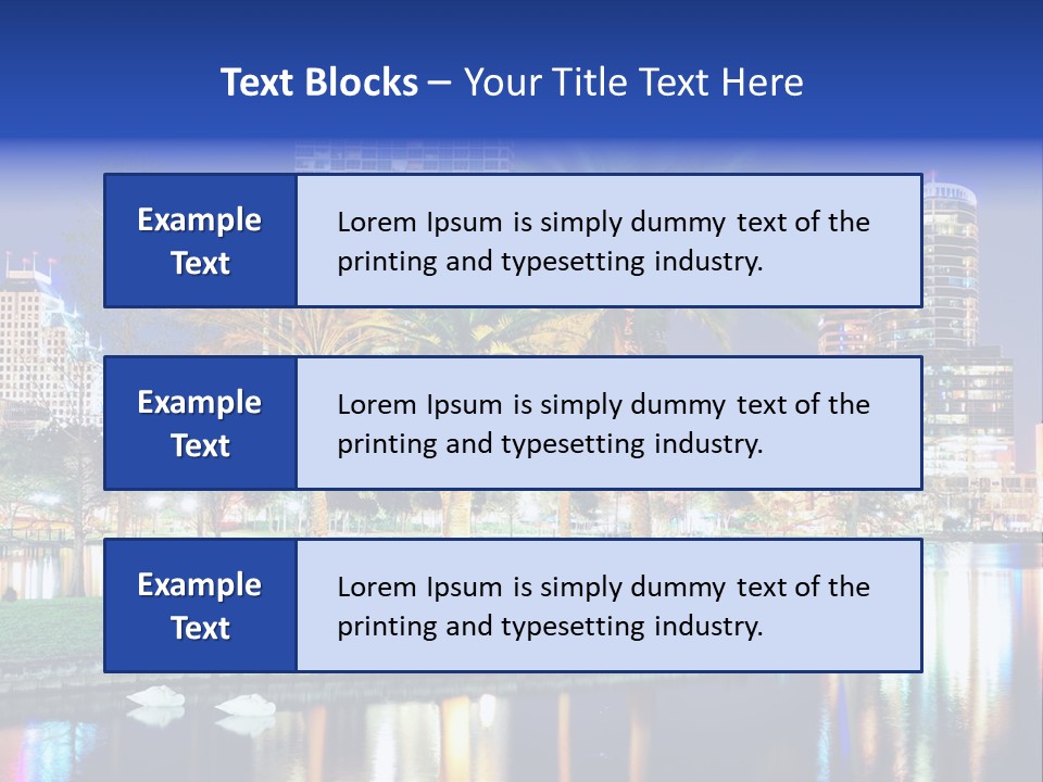 A City Skyline With Palm Trees In The Foreground PowerPoint Template