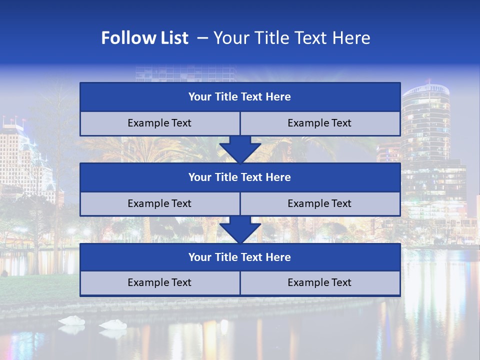 A City Skyline With Palm Trees In The Foreground PowerPoint Template