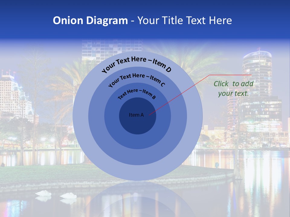 A City Skyline With Palm Trees In The Foreground PowerPoint Template