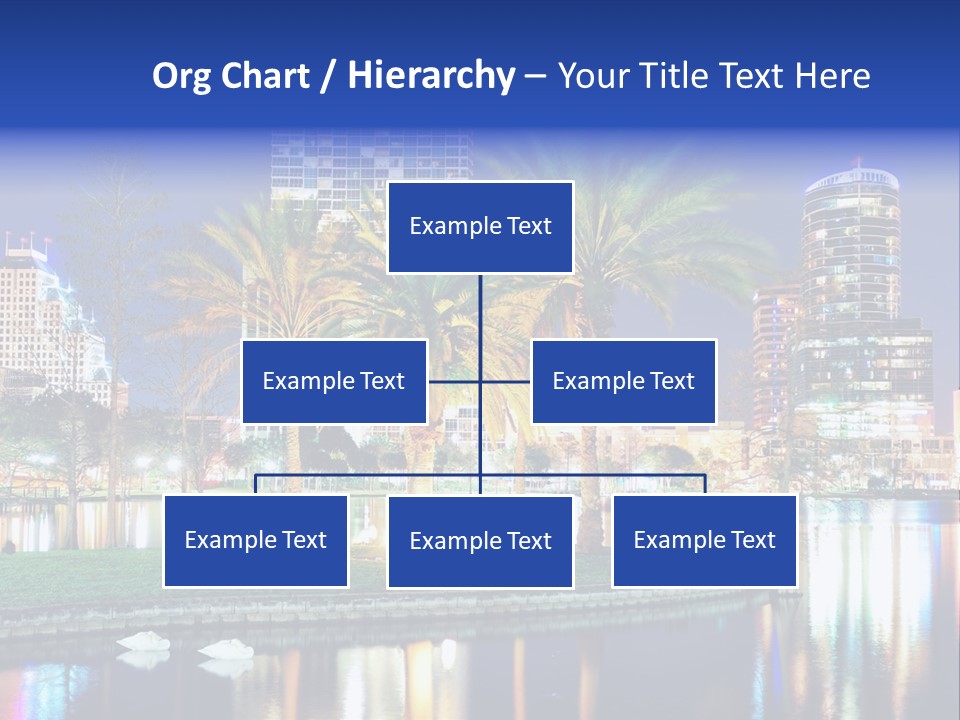 A City Skyline With Palm Trees In The Foreground PowerPoint Template