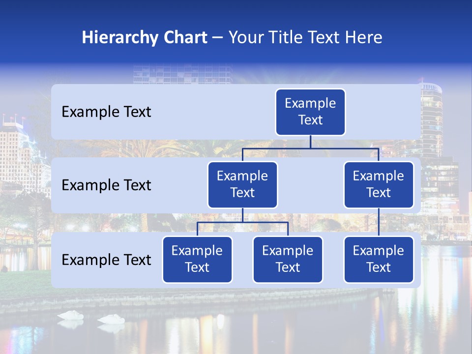 A City Skyline With Palm Trees In The Foreground PowerPoint Template