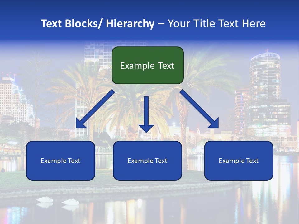 A City Skyline With Palm Trees In The Foreground PowerPoint Template