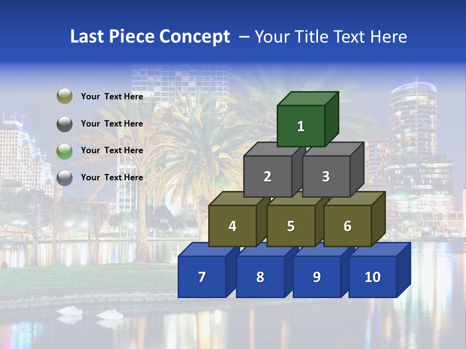 A City Skyline With Palm Trees In The Foreground PowerPoint Template