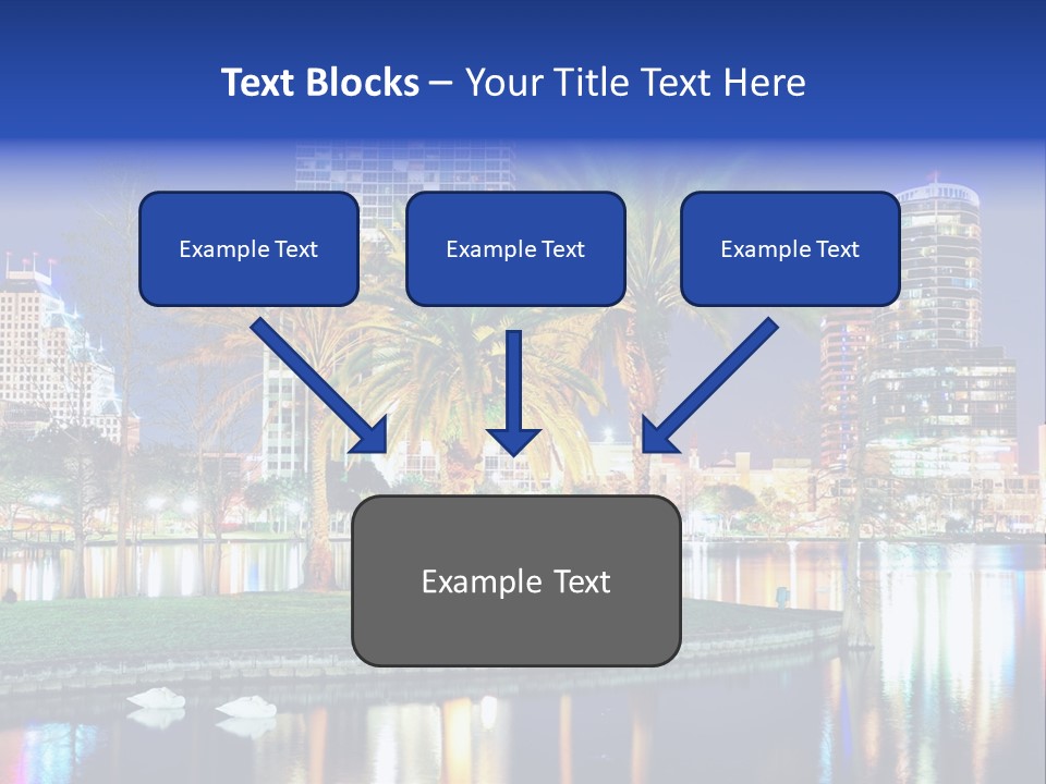 A City Skyline With Palm Trees In The Foreground PowerPoint Template