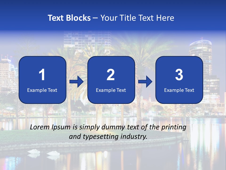 A City Skyline With Palm Trees In The Foreground PowerPoint Template