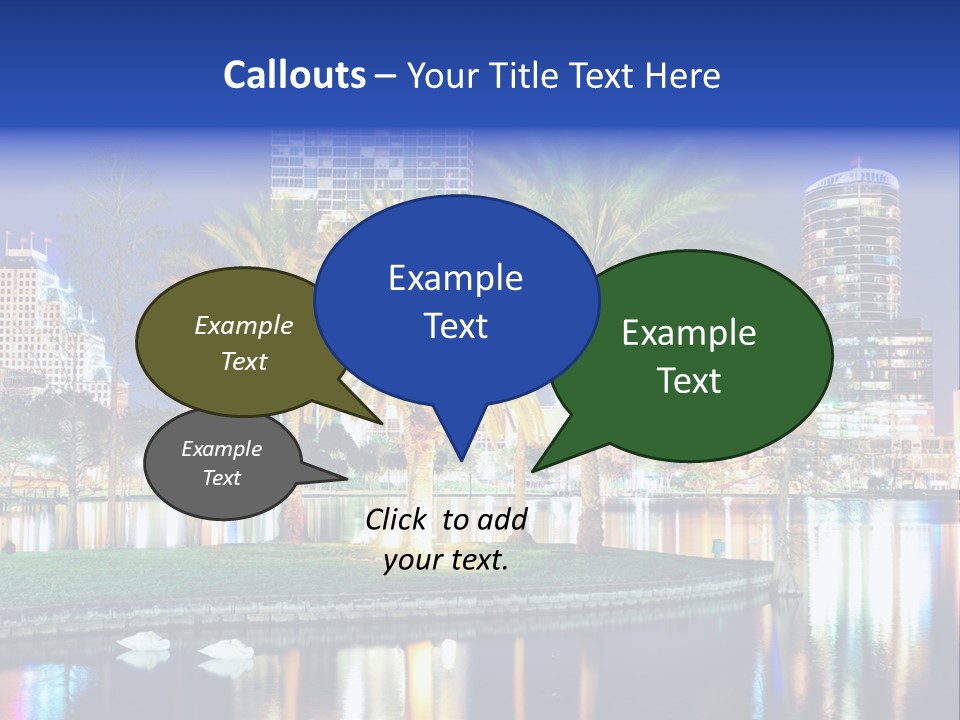 A City Skyline With Palm Trees In The Foreground PowerPoint Template