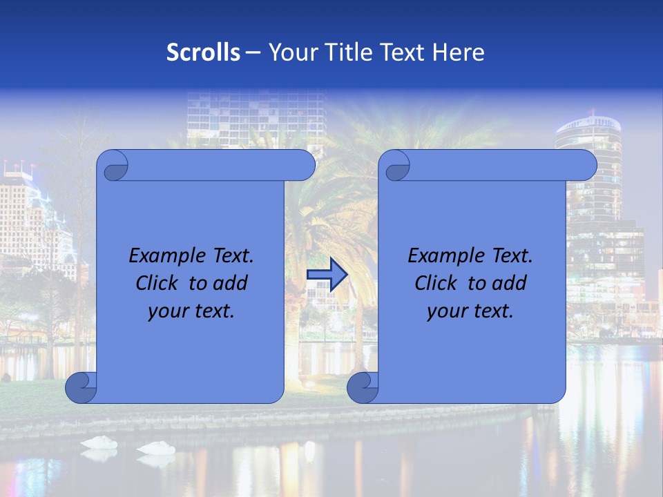 A City Skyline With Palm Trees In The Foreground PowerPoint Template