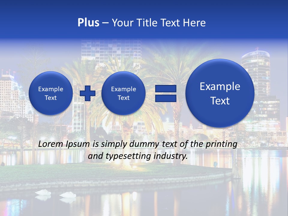 A City Skyline With Palm Trees In The Foreground PowerPoint Template