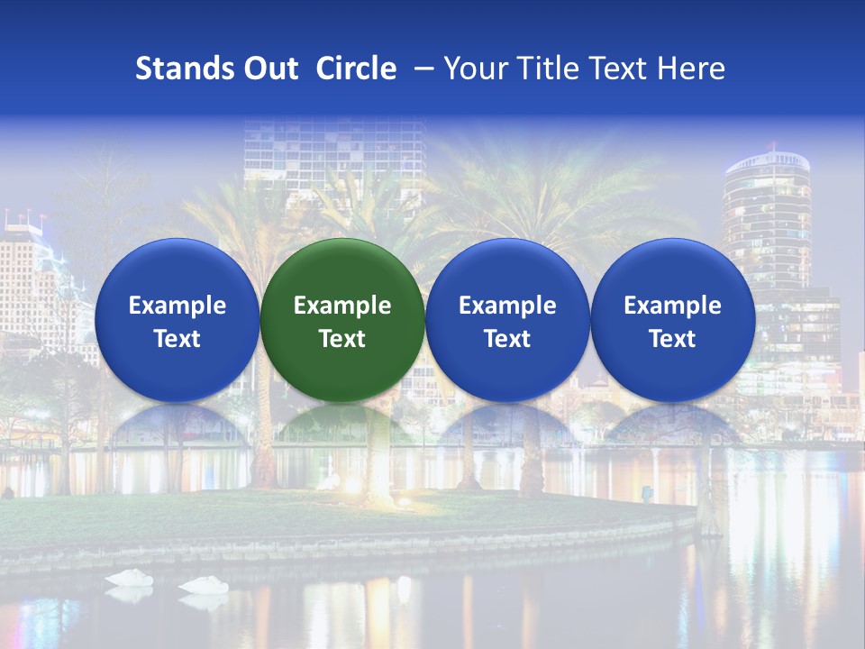 A City Skyline With Palm Trees In The Foreground PowerPoint Template