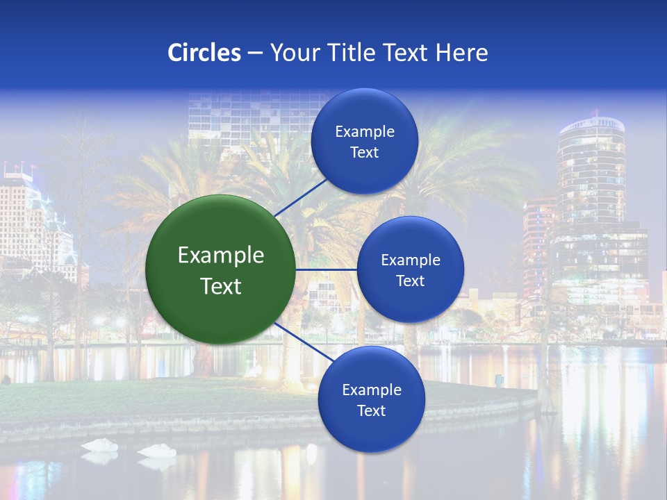 A City Skyline With Palm Trees In The Foreground PowerPoint Template
