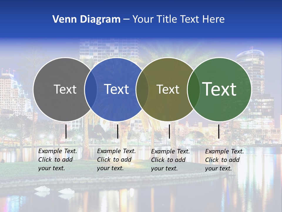A City Skyline With Palm Trees In The Foreground PowerPoint Template