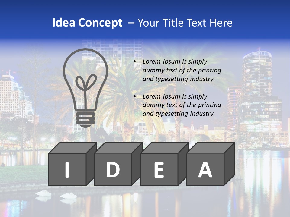 A City Skyline With Palm Trees In The Foreground PowerPoint Template