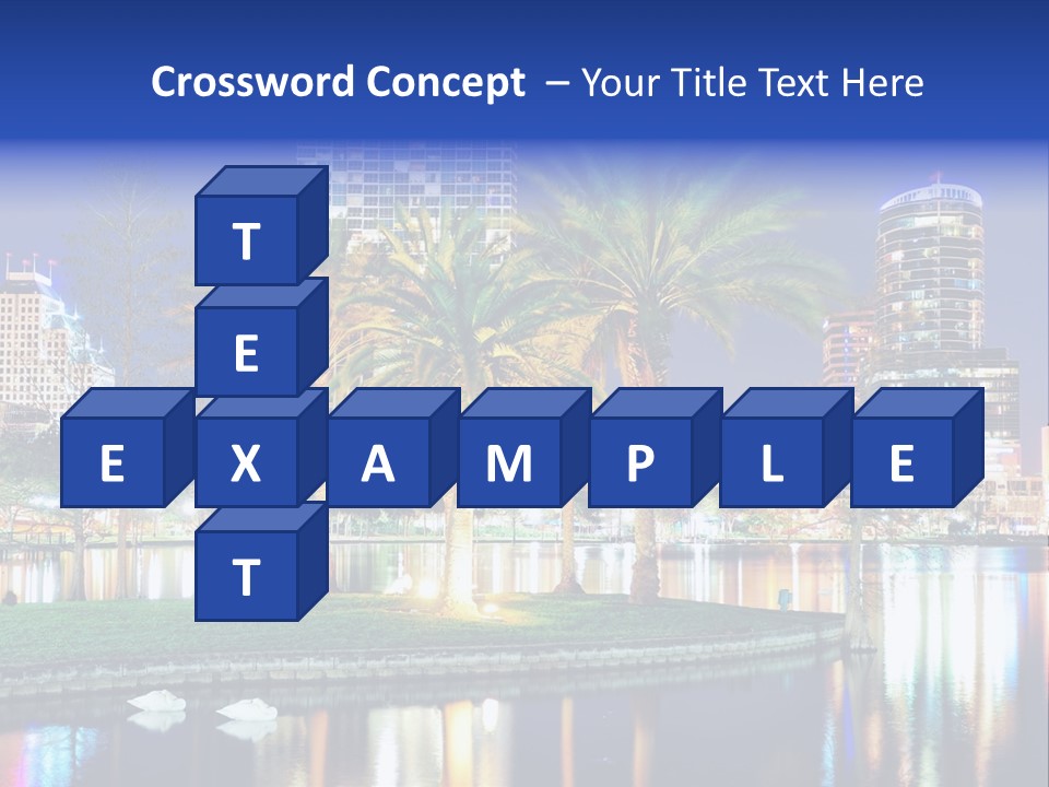 A City Skyline With Palm Trees In The Foreground PowerPoint Template