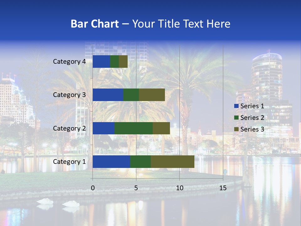 A City Skyline With Palm Trees In The Foreground PowerPoint Template