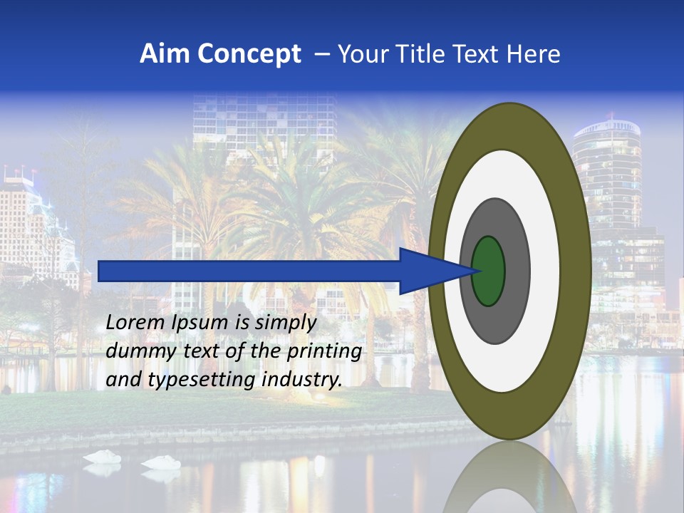 A City Skyline With Palm Trees In The Foreground PowerPoint Template