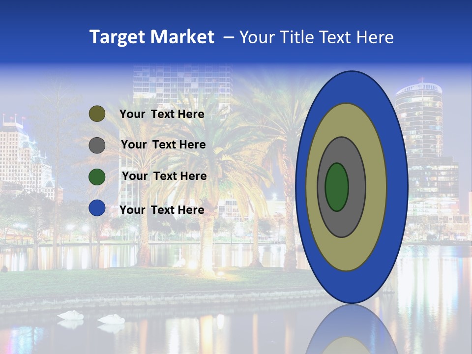 A City Skyline With Palm Trees In The Foreground PowerPoint Template