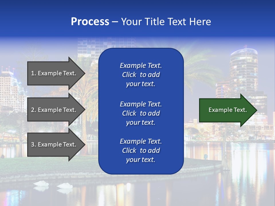 A City Skyline With Palm Trees In The Foreground PowerPoint Template