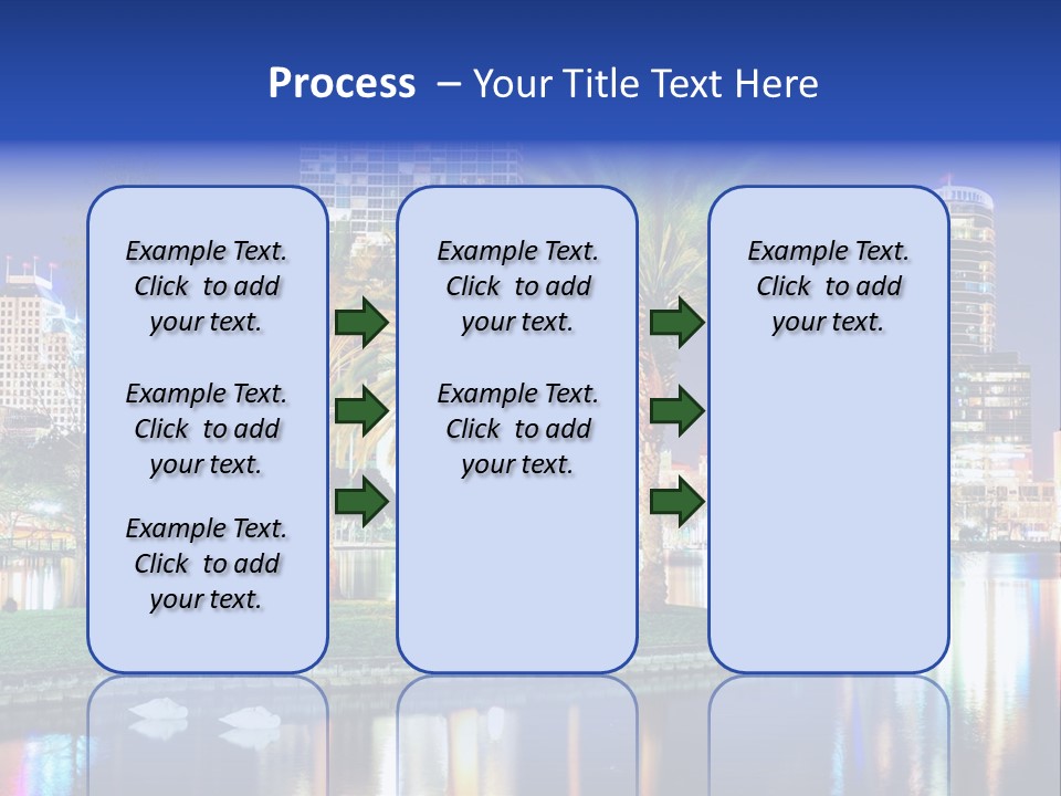 A City Skyline With Palm Trees In The Foreground PowerPoint Template