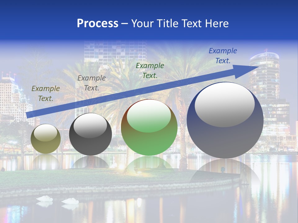 A City Skyline With Palm Trees In The Foreground PowerPoint Template