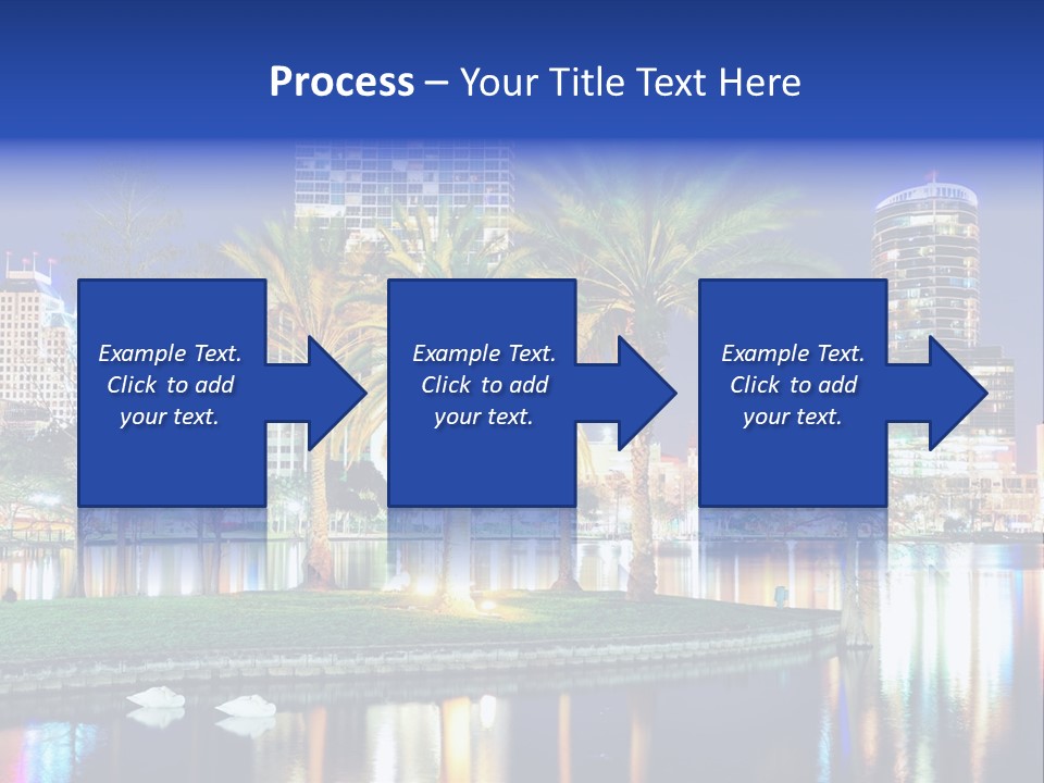 A City Skyline With Palm Trees In The Foreground PowerPoint Template