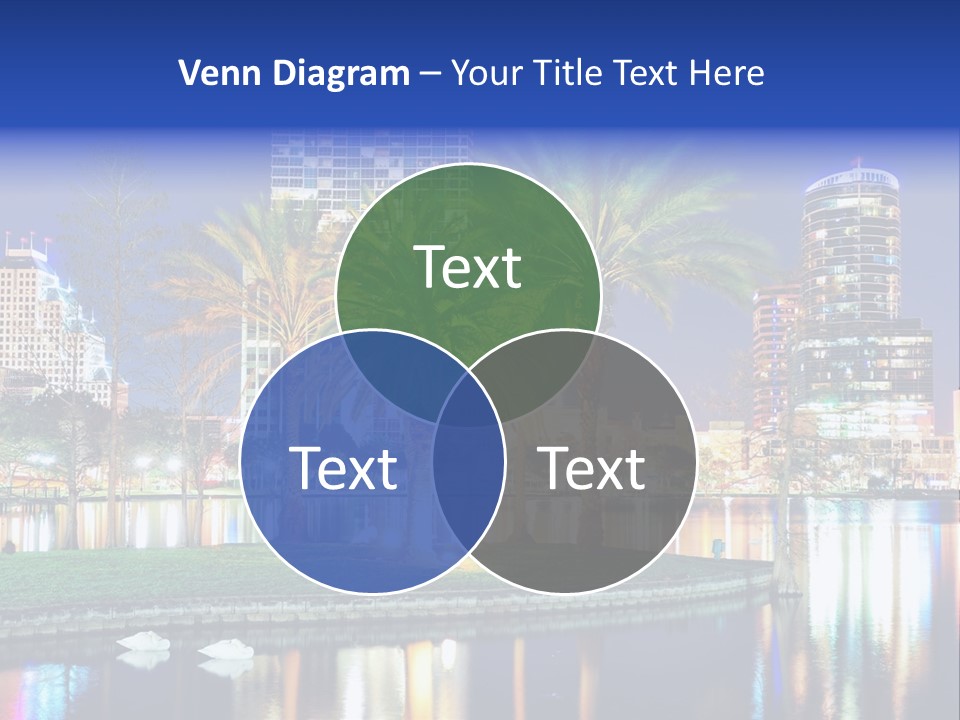 A City Skyline With Palm Trees In The Foreground PowerPoint Template