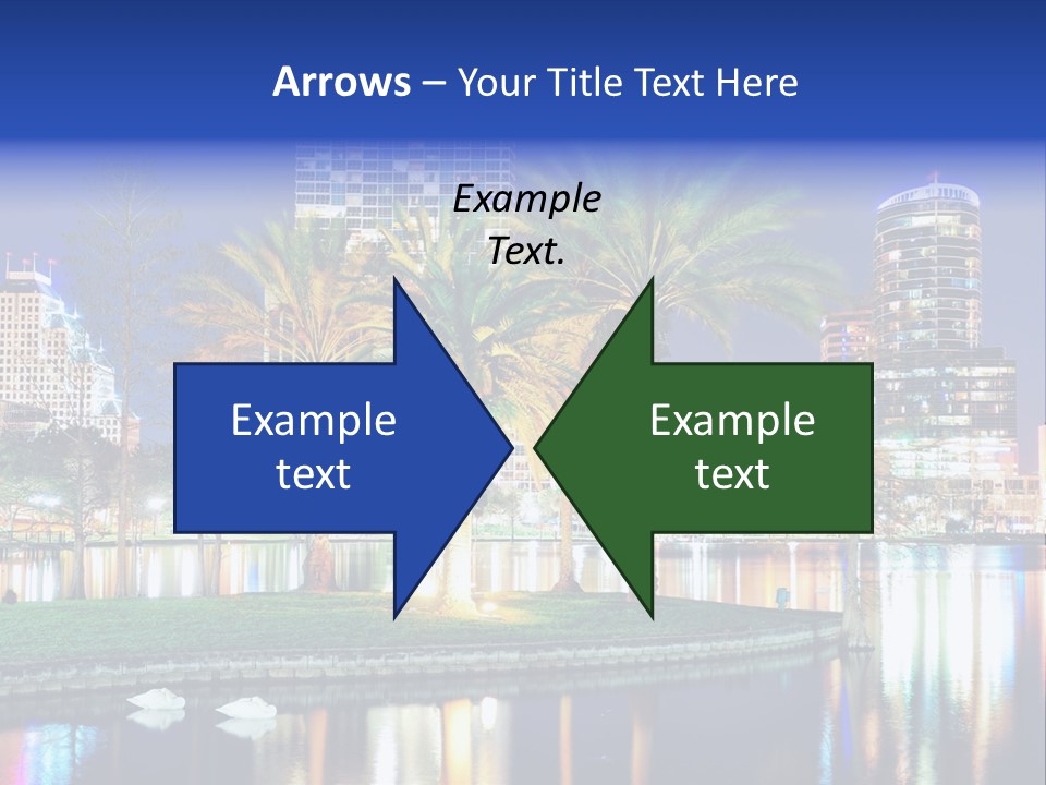 A City Skyline With Palm Trees In The Foreground PowerPoint Template