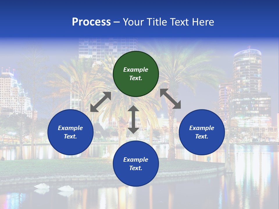 A City Skyline With Palm Trees In The Foreground PowerPoint Template