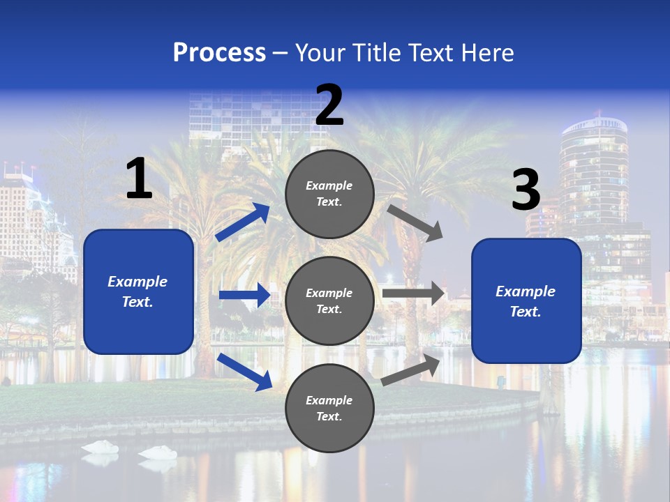 A City Skyline With Palm Trees In The Foreground PowerPoint Template