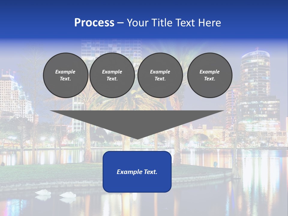 A City Skyline With Palm Trees In The Foreground PowerPoint Template