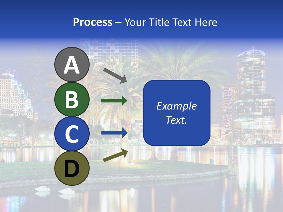 A City Skyline With Palm Trees In The Foreground PowerPoint Template