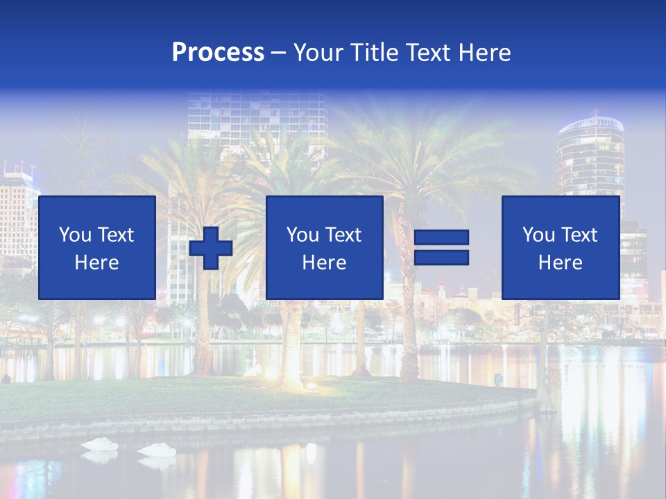 A City Skyline With Palm Trees In The Foreground PowerPoint Template